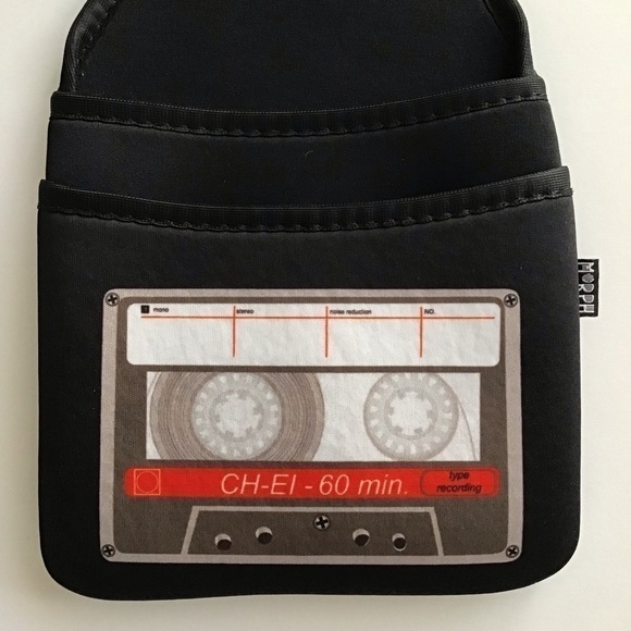 Vintage Cassette Music Neoprene Case Hanger Pocket Ear Buds Car Phone Tech Cords - Picture 2 of 16